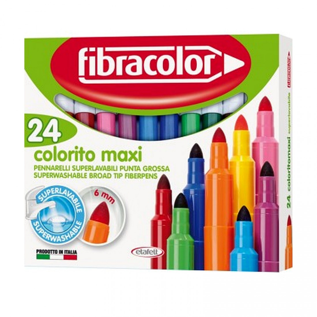 Μαρκαδόροι Jumbo ColorMaxi 24 χρώματα μύτη 6mm Fibracolor