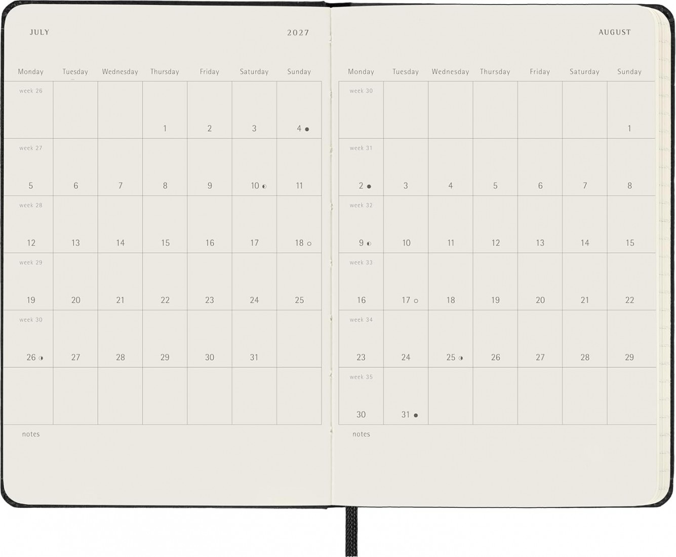 Moleskine Classic Planner 2027 Pocket 9x14cm Weekly, hard cover, 12 months, Black