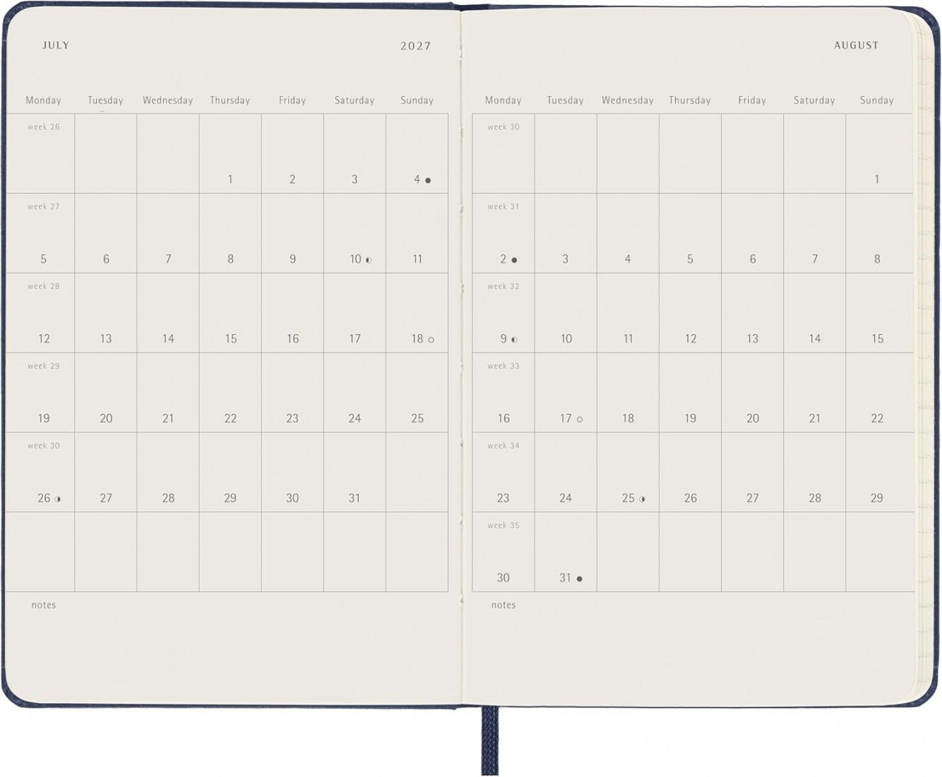 Moleskine Classic Planner 2027 Pocket 9x14cm Weekly, hard cover, 12 months, Sapphire Blue