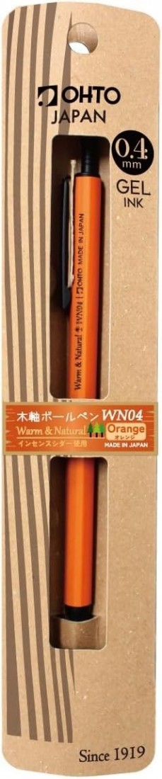 OHTO gel ink wooden ballpen, Orange WN04-G4-OR