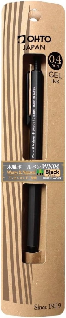 OHTO gel ink wooden ballpen, Black  WN04-G4-BK