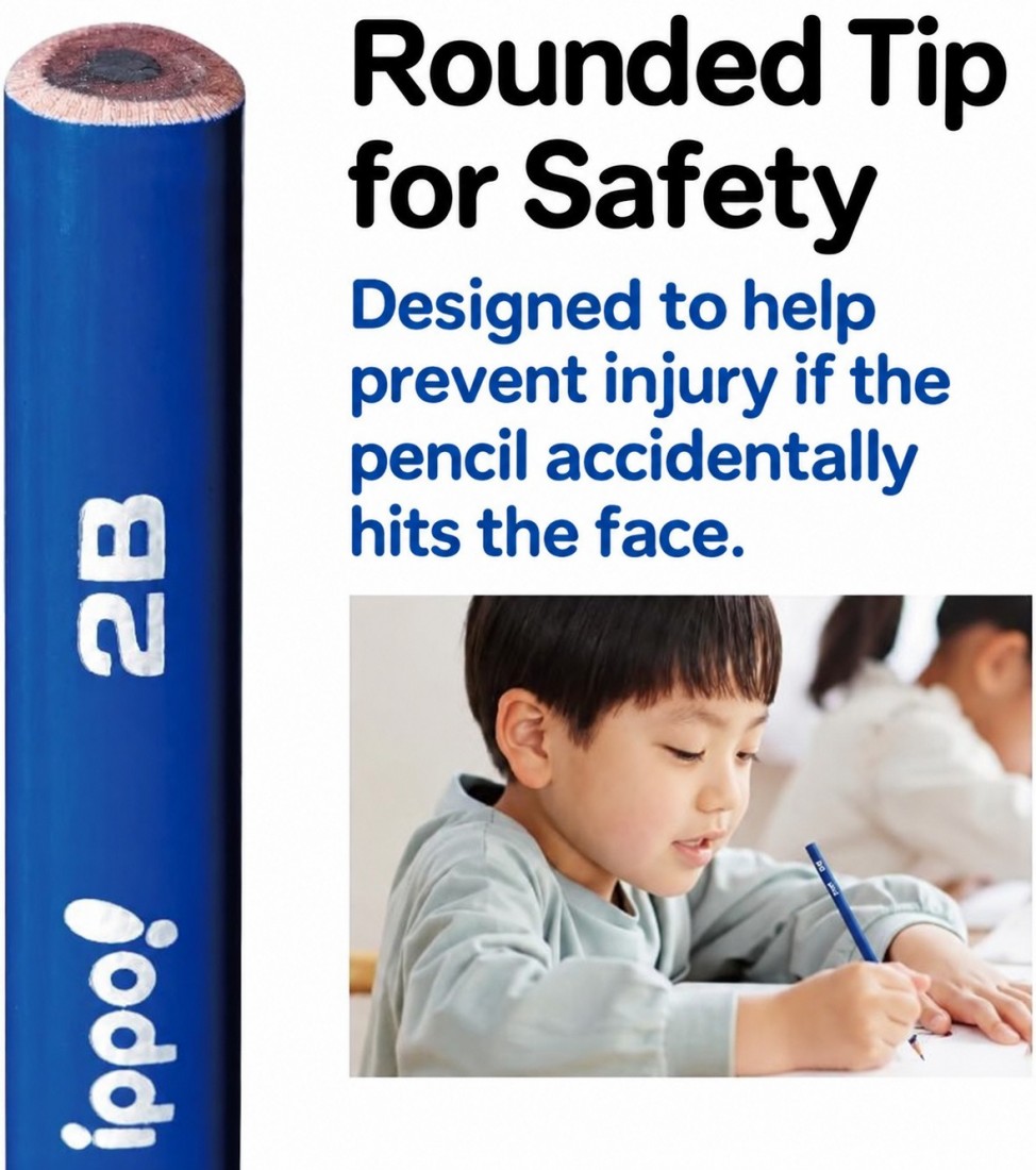 Tombow ippo pastel wooden pencils 12pcs, 2B, Triangular for correct holding, MP-SEPB01-2B
