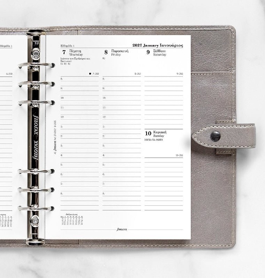 Refill A5 2027 Greek Week on two pages - Ελληνικό 27-68567 Filofax
