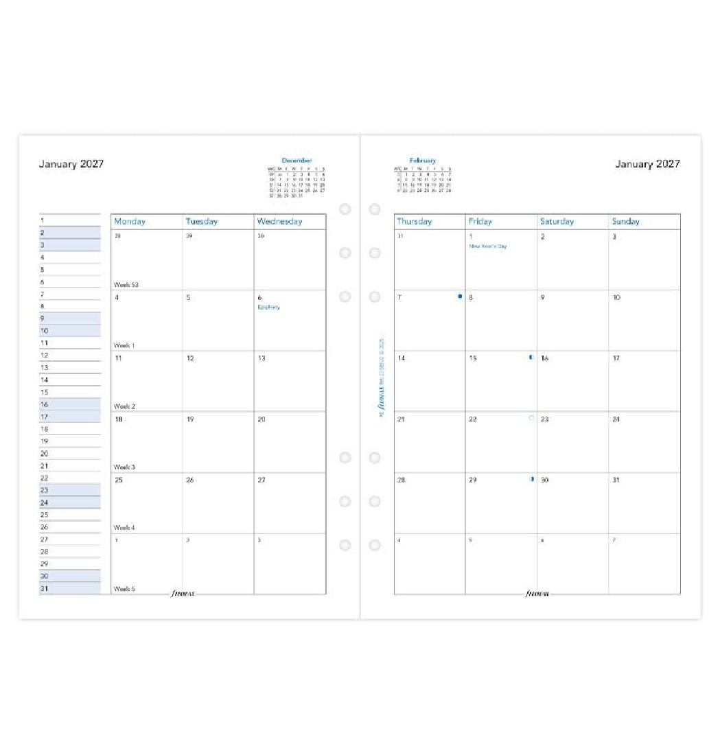 Refill A5 2027 Month On Two Pages 27-68510 Filofax