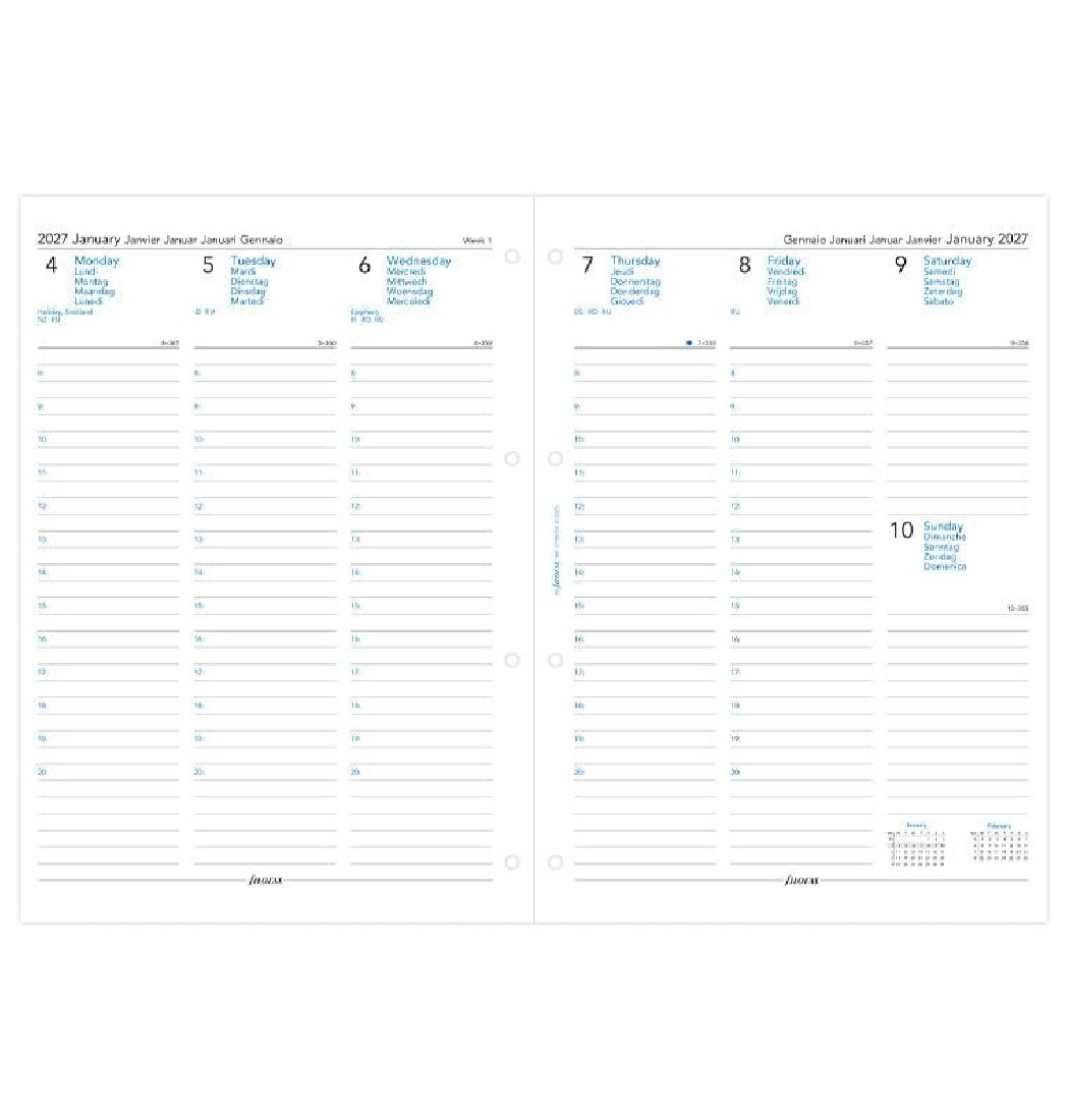 Refill A4 Week On Two Pages 2027 27-68714 Filofax