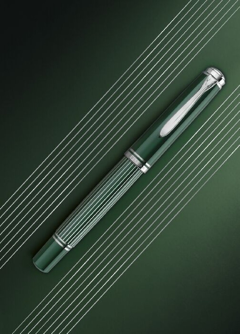 Pelikan M815 Metal Striped Green Special Edition Fountain Pen