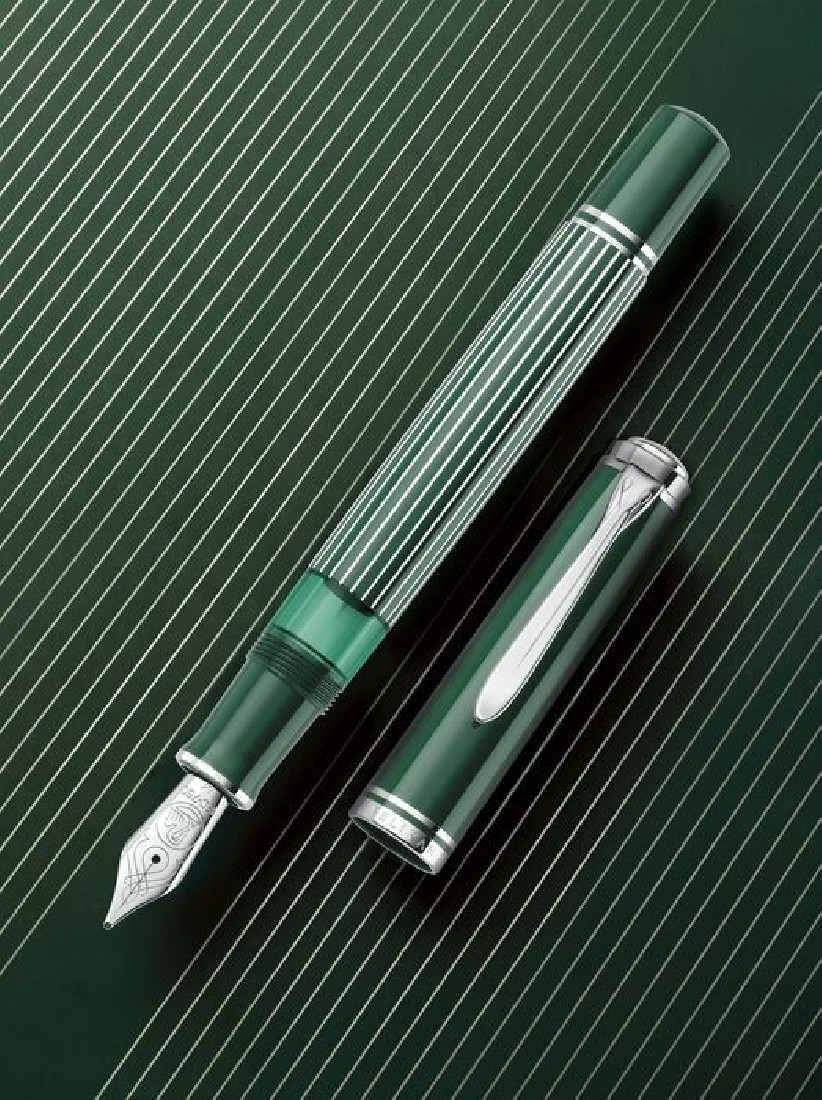 Pelikan M815 Metal Striped Green Special Edition Fountain Pen