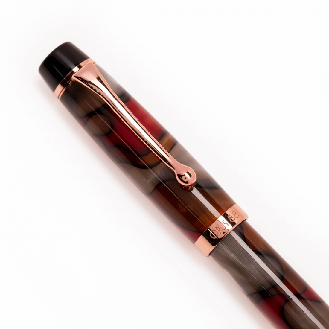 Opus 88 Harmony Red Grey Marble Fountain Pen