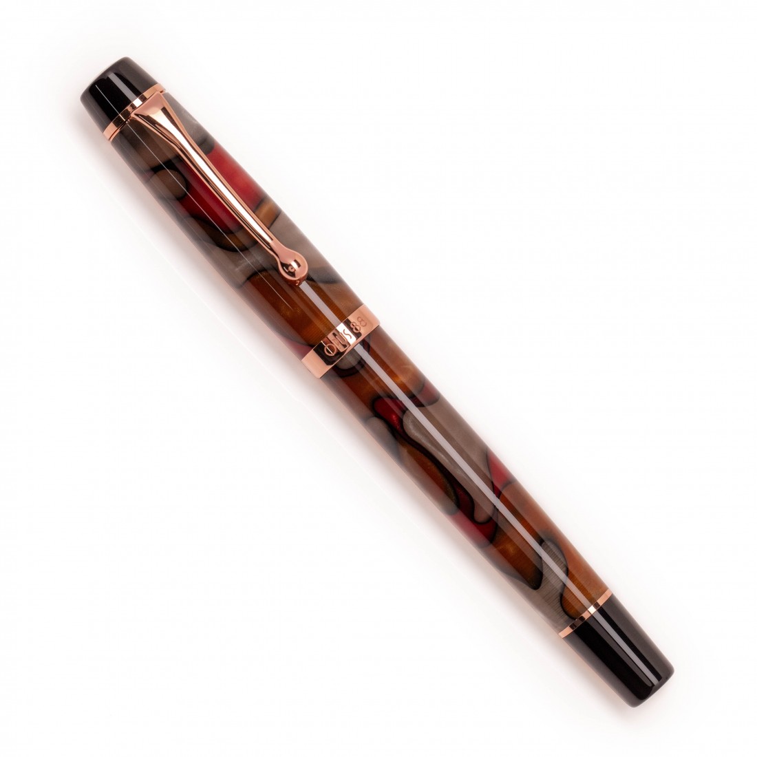 Opus 88 Harmony Red Grey Marble Fountain Pen