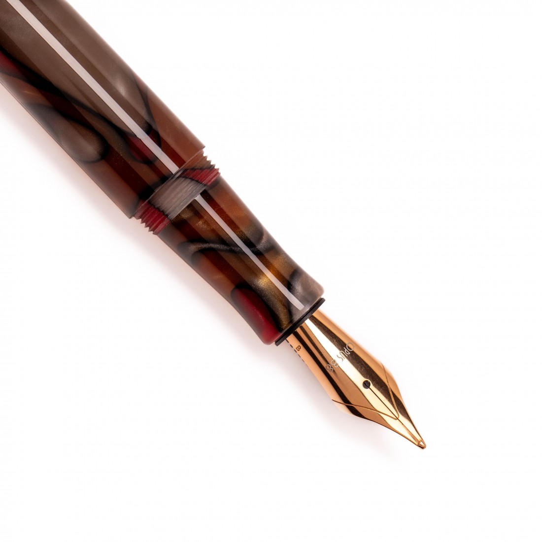 Opus 88 Harmony Red Grey Marble Fountain Pen
