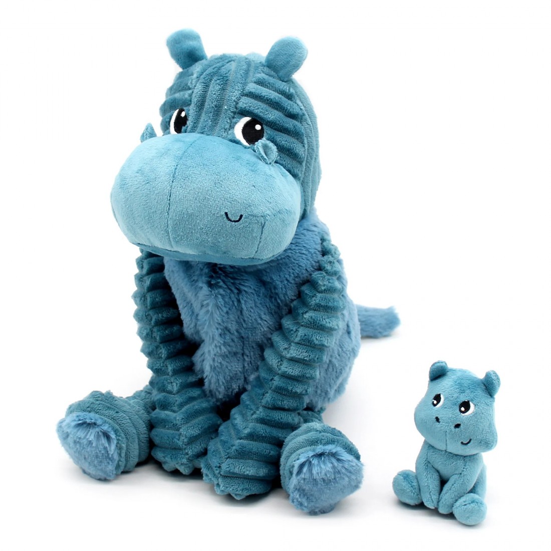 Bibou blue hippo soft toy mum and its baby - Les Ptipotos 76200 Les Deglingos