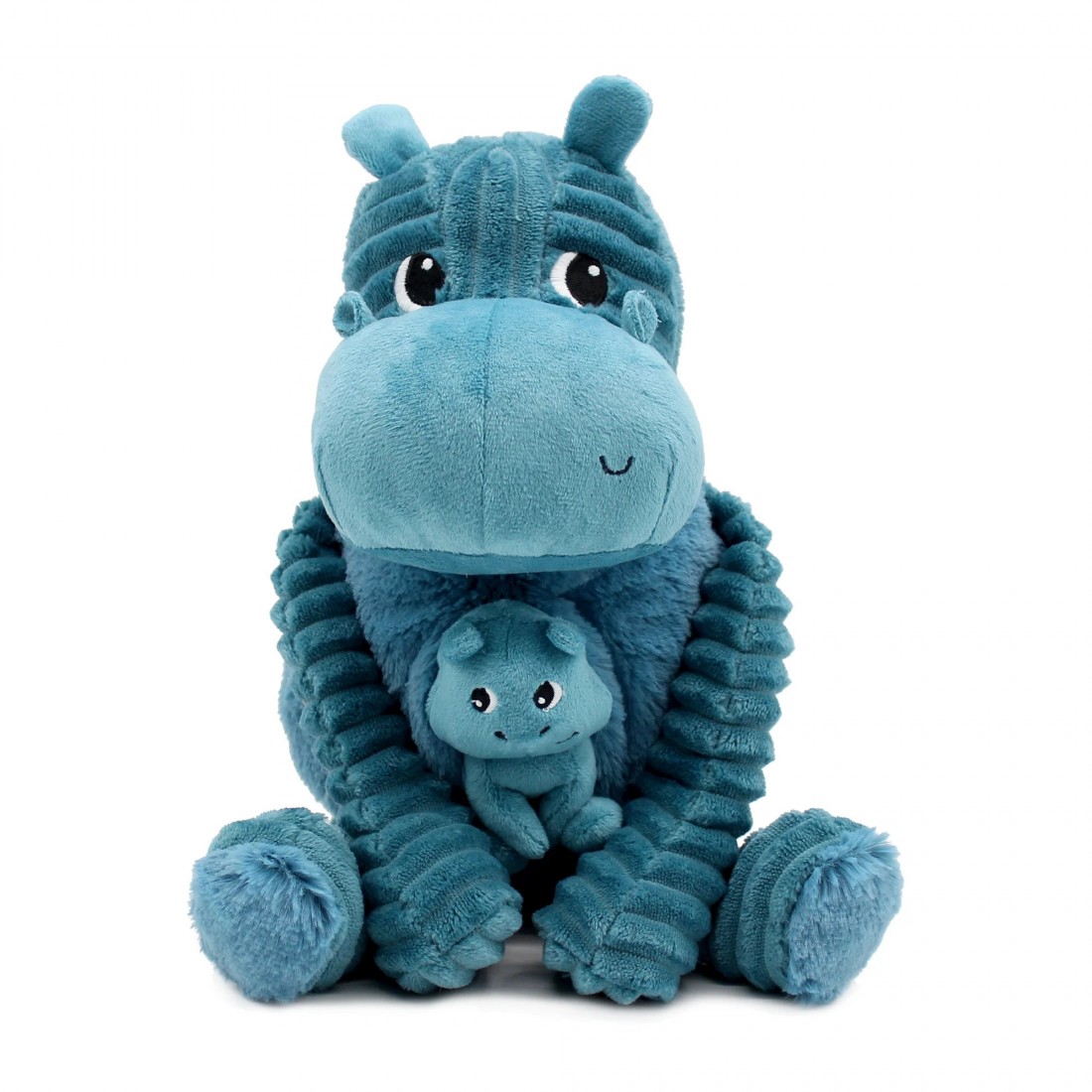 Bibou blue hippo soft toy mum and its baby - Les Ptipotos 76200 Les Deglingos