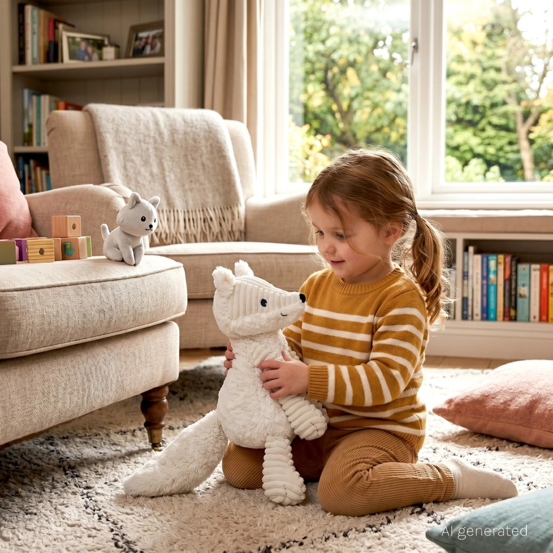 Frimou grey arctic fox soft toy mother and her baby - Les Ptipotos 76130 Les Deglingos