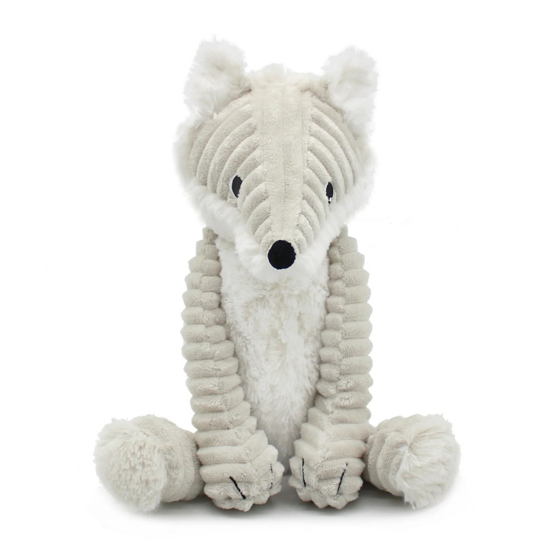 Frimou grey arctic fox soft toy mother and her baby - Les Ptipotos 76130 Les Deglingos