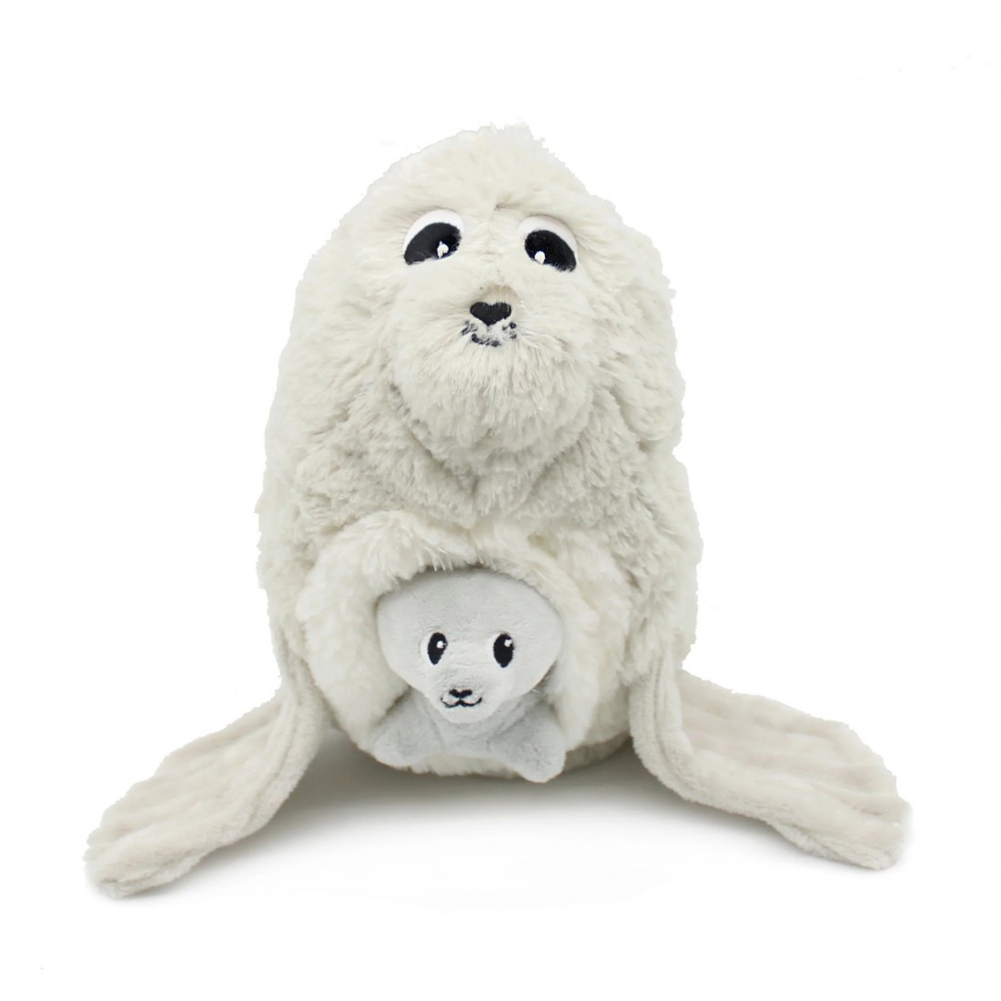 Ploufou grey sealion soft toy mother and her baby - Les Ptipotos 76100 Les Deglingos