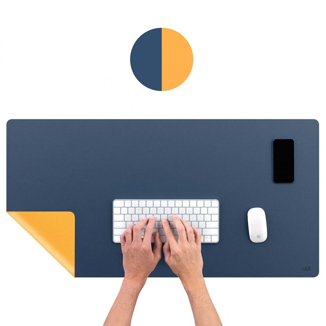 Σουμέν γραφείου( desk pad)  45χ90cm Αδιάβροχο διπλής όψης, blue/yellow, 2-700-03 SAX
