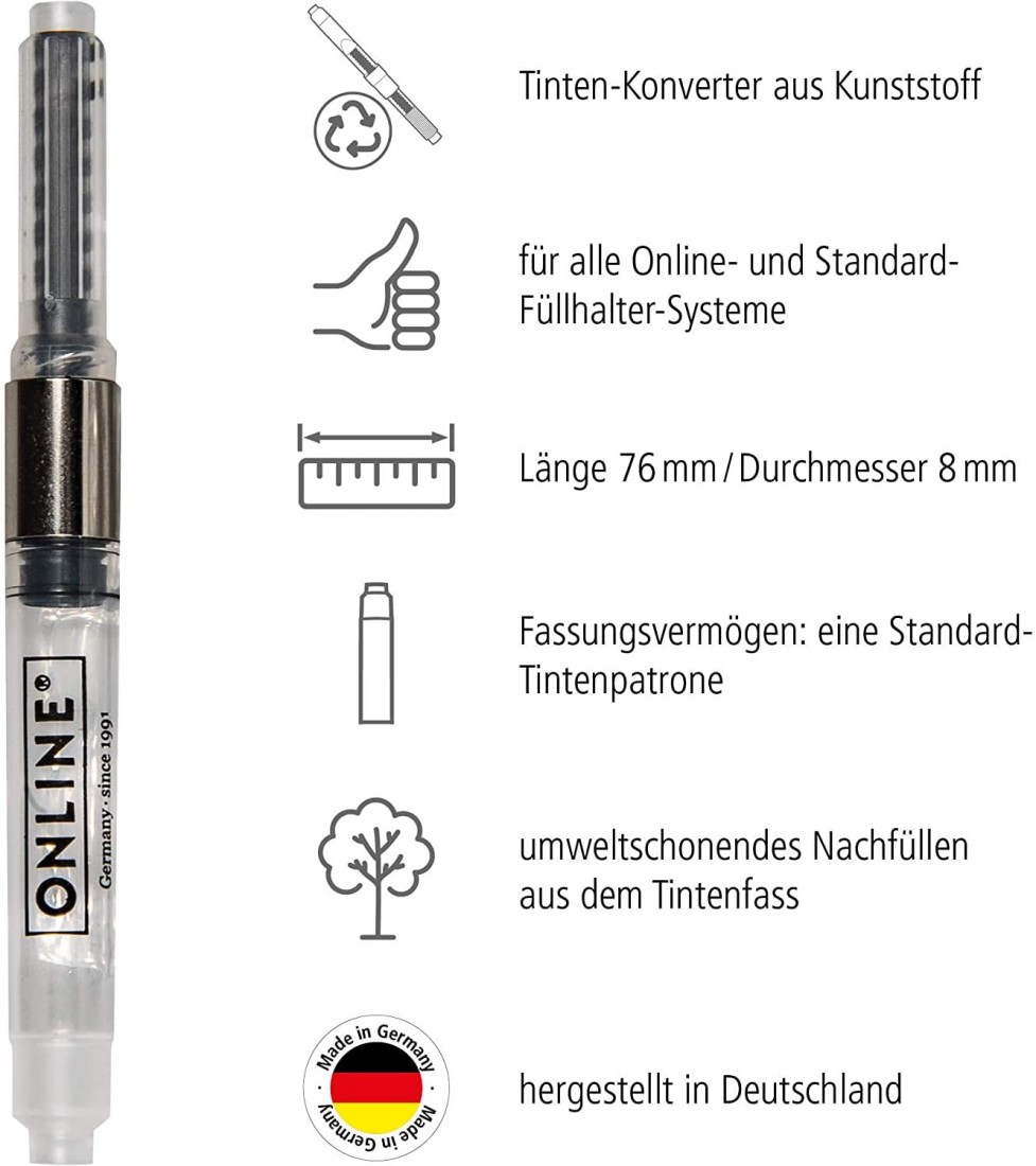 ONLINE standard, ink pen converter made in Germany