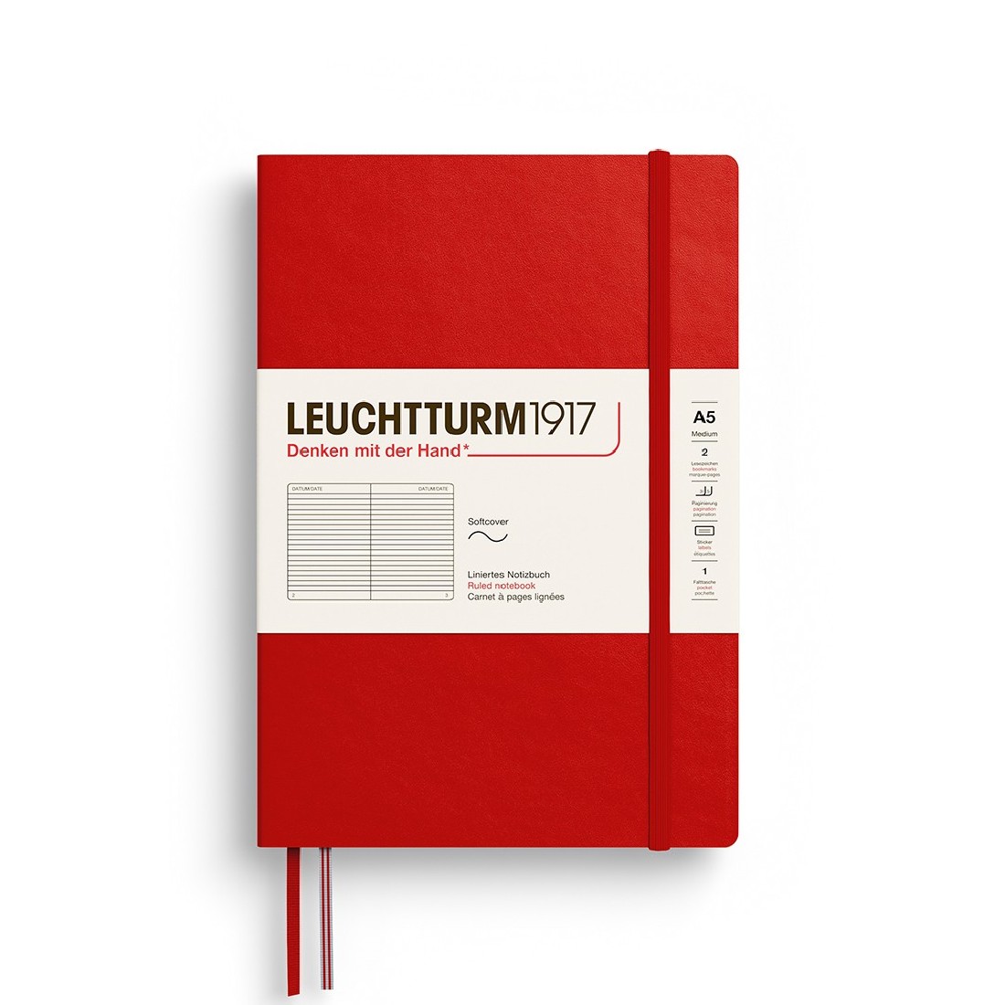 Leuchtturm 1917 Notebook A5 Cherry Red Ruled Soft Cover