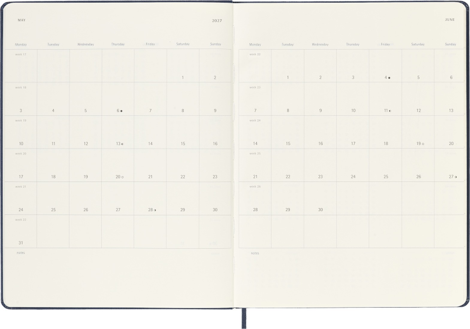 Moleskine Classic Planner 2027 XL 19x25cm, Weekly, hard cover, 12 months, Sapphire Blue