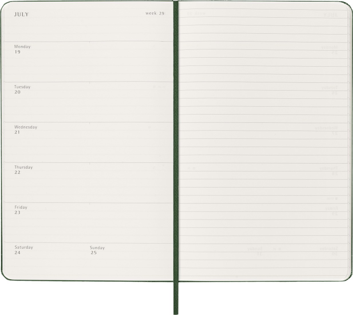 Moleskine Classic Planner 2027 Large 13x21cm, Weekly, hard cover, 12 months, Myrtle Green