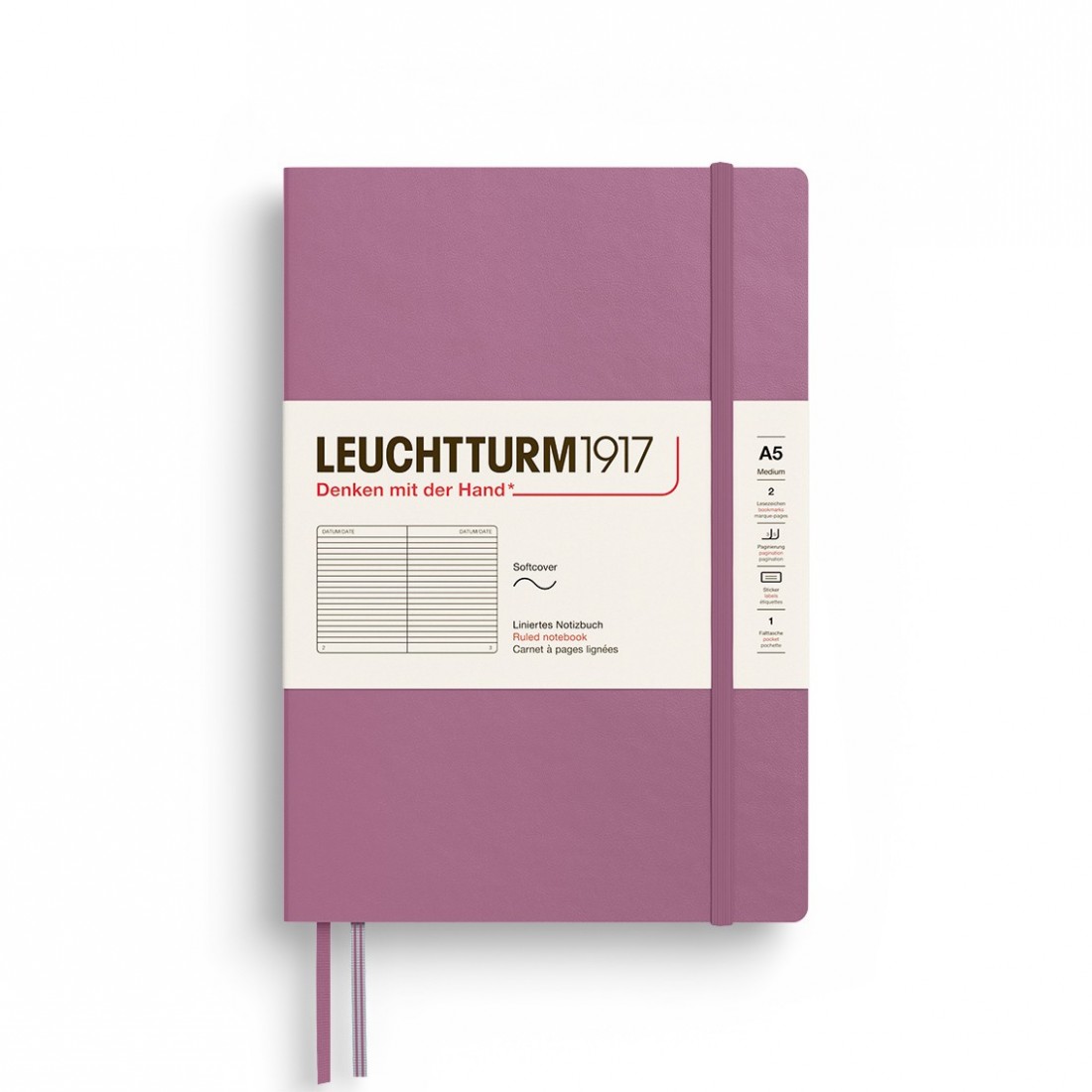Leuchtturm 1917 Notebook A5 Dusty Rose Ruled Soft Cover