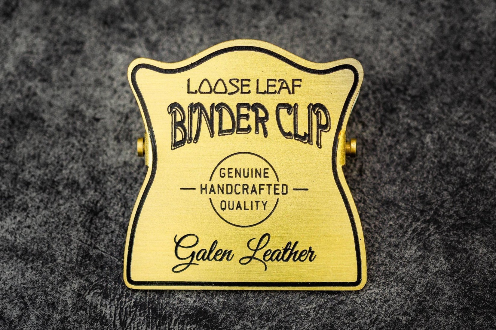 Galen Leather Brass Binder Clip