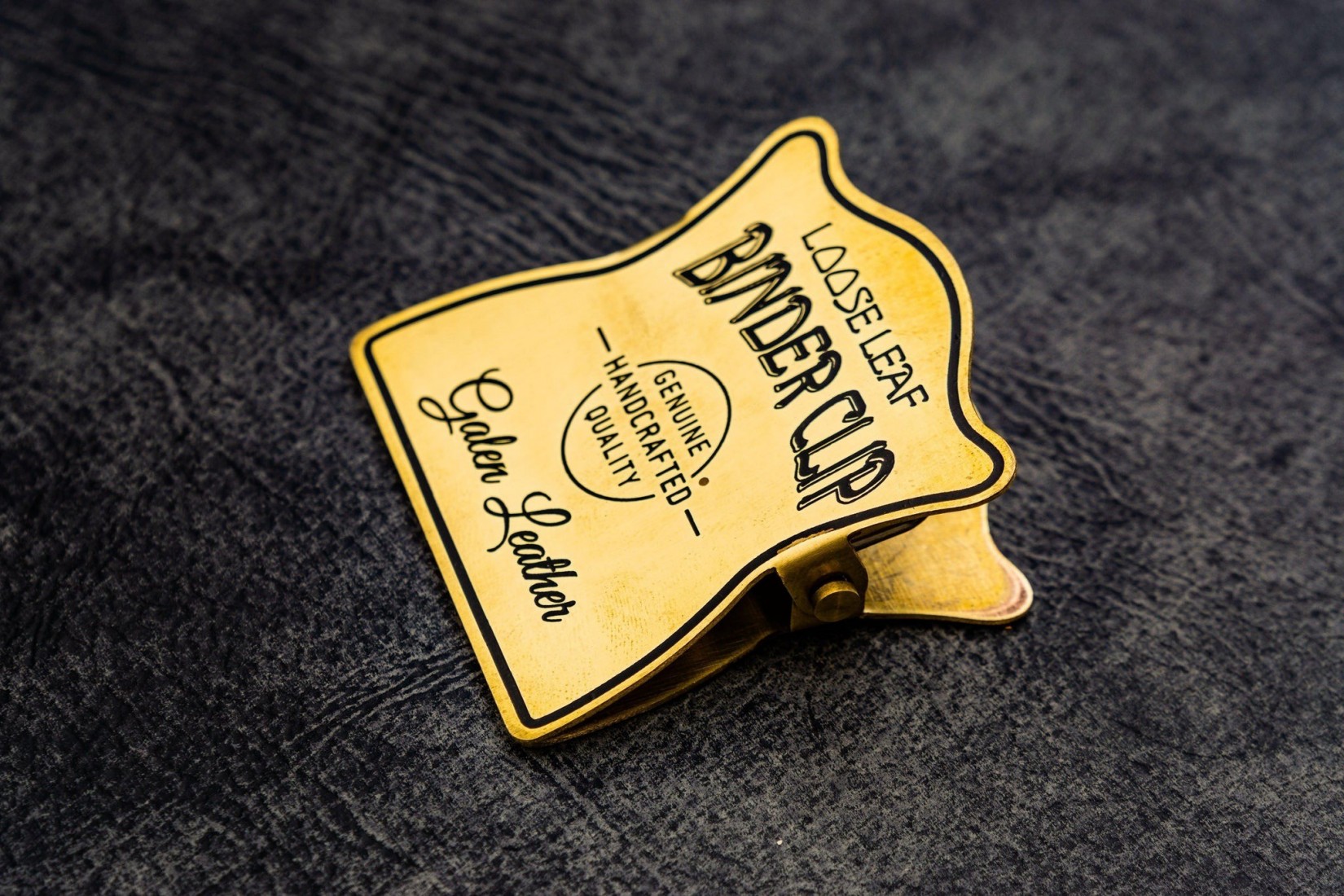 Galen Leather Brass Binder Clip
