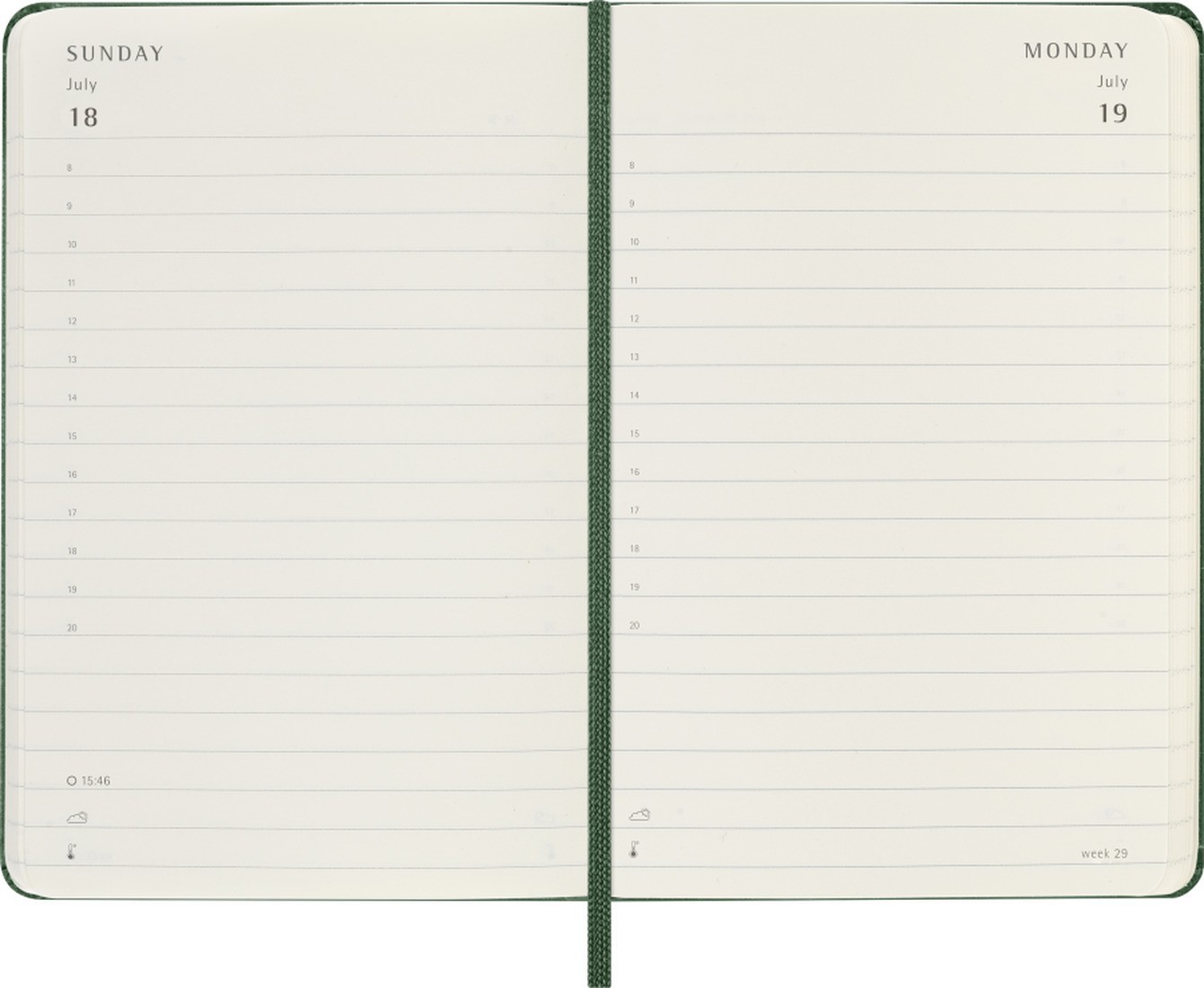 Moleskine daily diary 2027 pocket 9x14, hard cover green