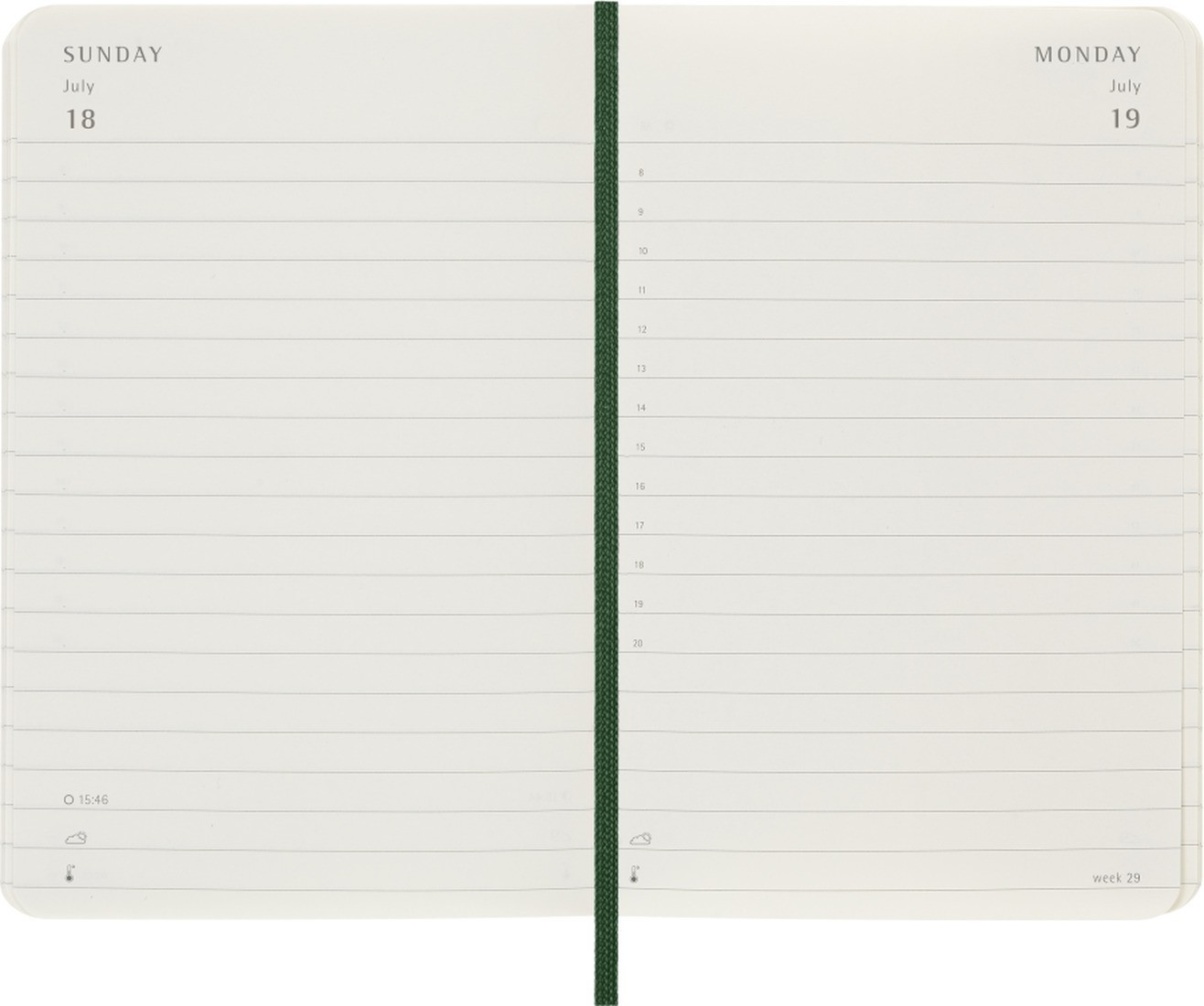 Moleskine classic daily diary 2027 pocket 9x14, 12 months, soft cover green