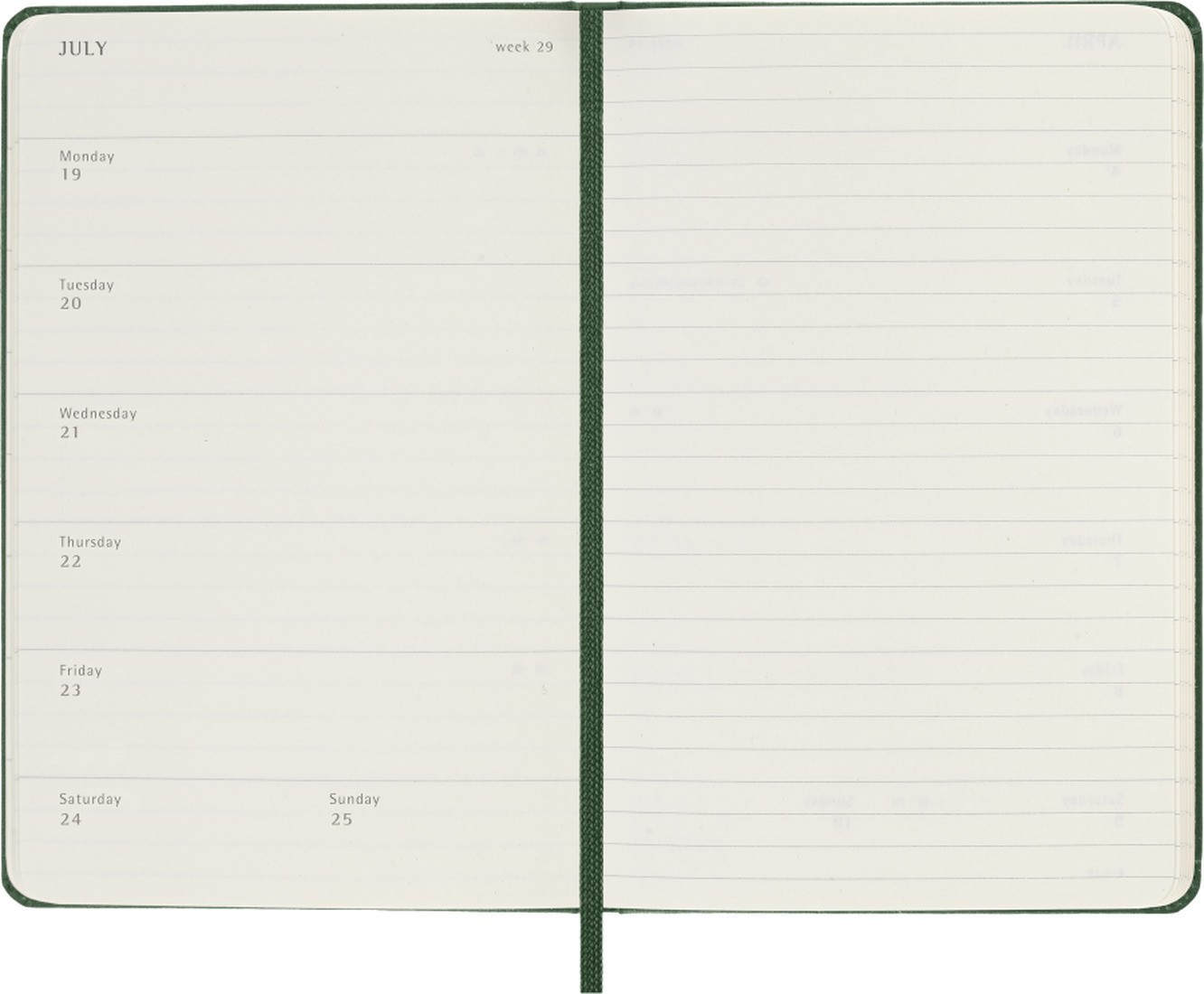 Moleskine weekly classic diary 2027, pocket 9x14,  hard cover, green