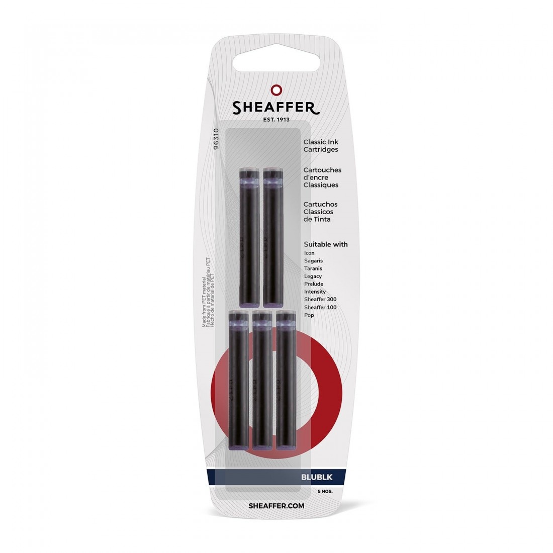 Sheaffer Classic Ink Cartridge, Pack of 5, Black