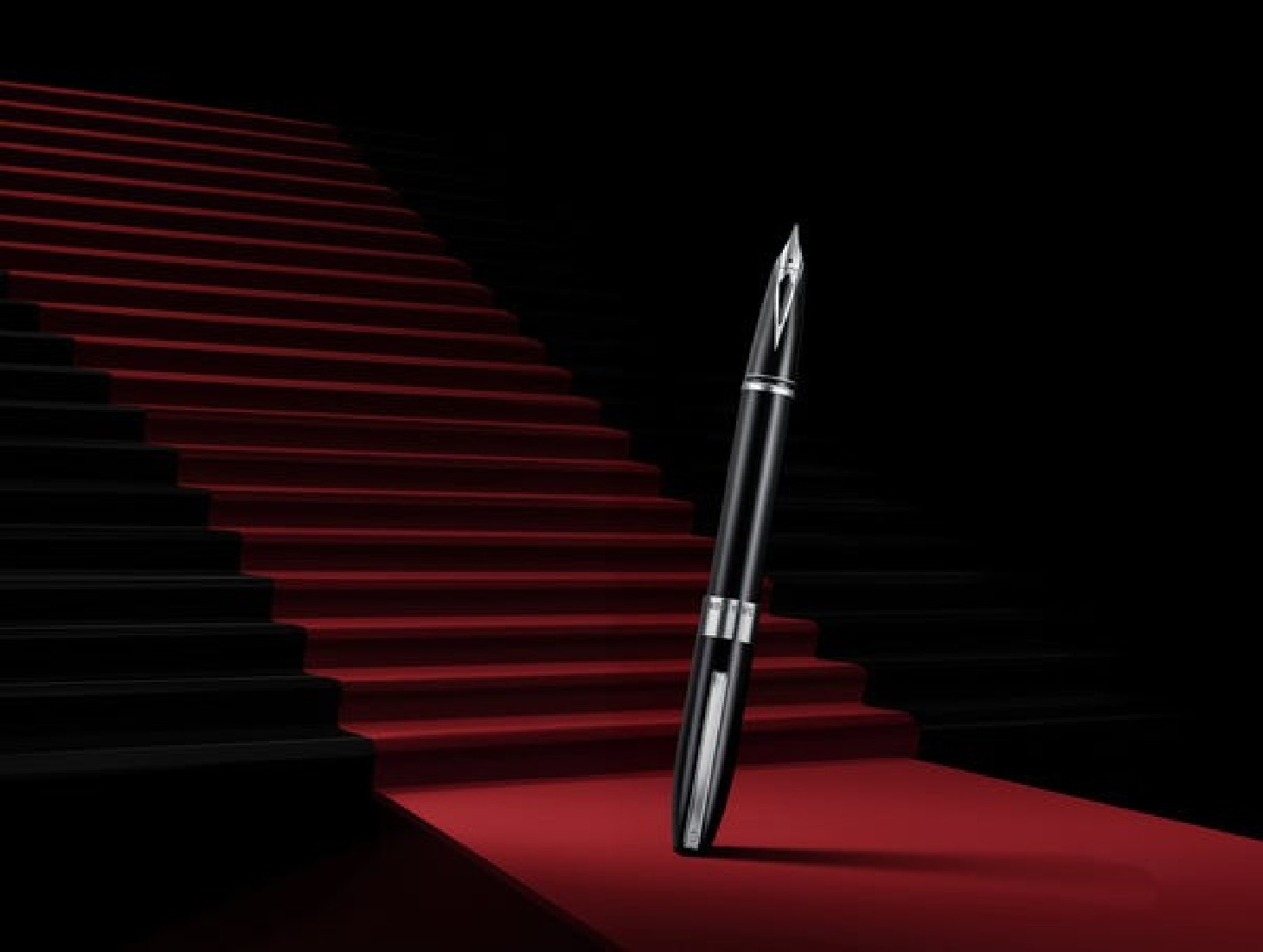 Sheaffer Legacy 9064 Glossy Black Inlaid Nib Fountain Pen with Chrome-Plated Trims