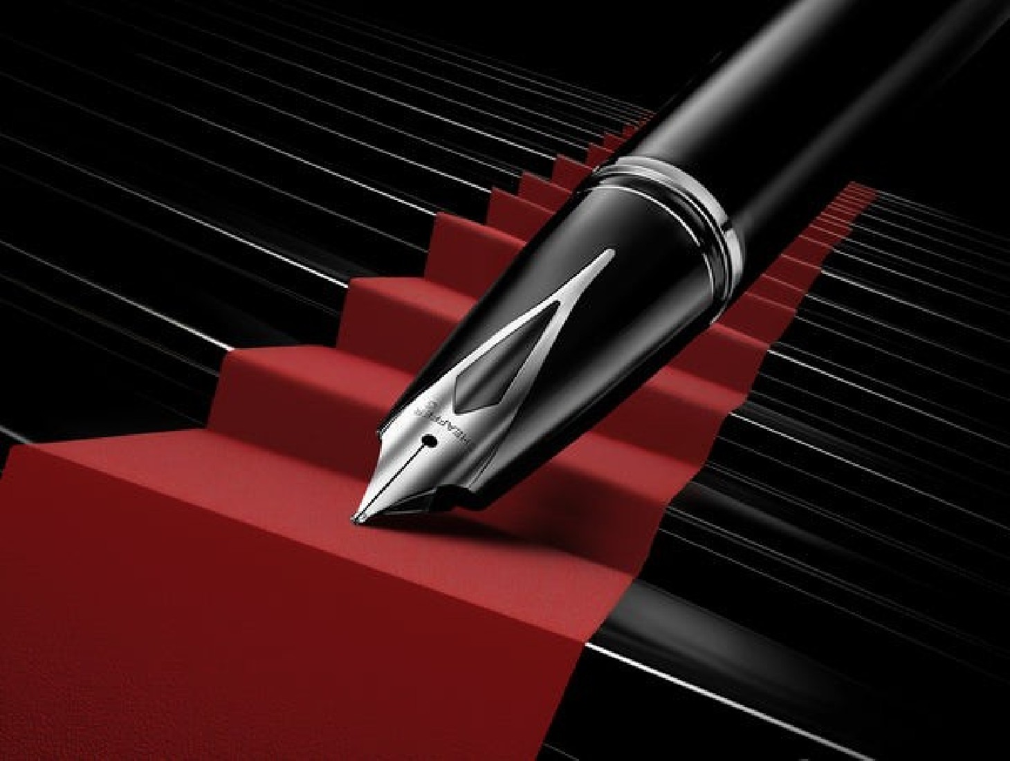 Sheaffer Legacy 9064 Glossy Black Inlaid Nib Fountain Pen with Chrome-Plated Trims