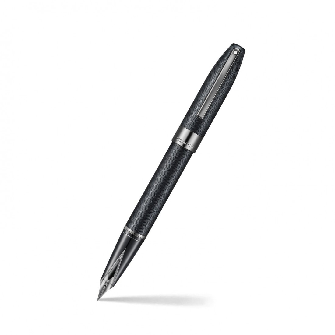 Sheaffer Legacy Chevron 9066 Matte Black Fountain Pen with PVD Gunmetal Inlaid Nib and Trims