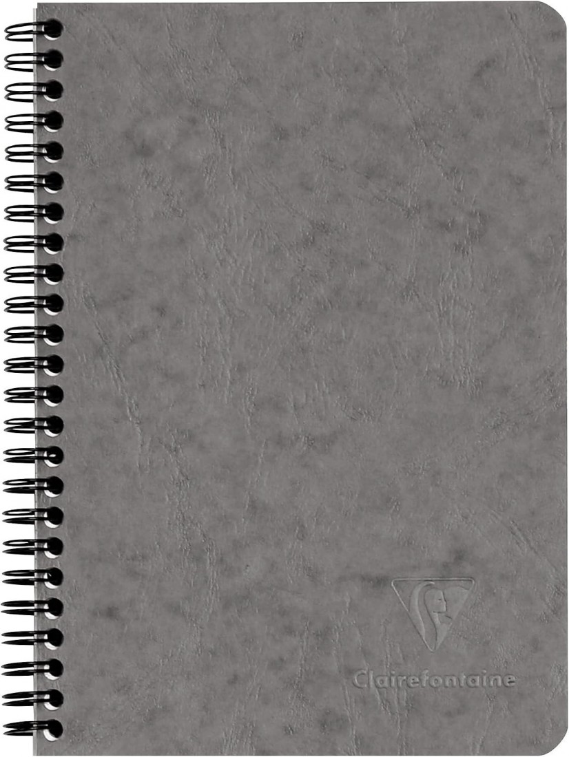 Clairefontaine Rhodia 785665C Spiral Notebook Agebag, A5 14.8x21 cm, 60 Sheets, Lined, Removable, Inner Pocket, Double Spiral Bound, Grey