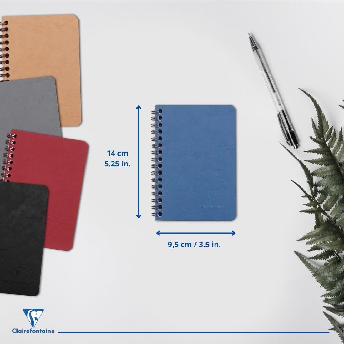 Clairefontaine 785964C Spiral Book, Prediction Bag Portrait Notebook, 9.5 x 14 cm, 5-He Pack, 50 Sheet, Blue
