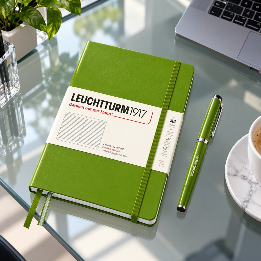 Leuchtturm 1917 ruled notebook, A5, hard cover, Moss Green