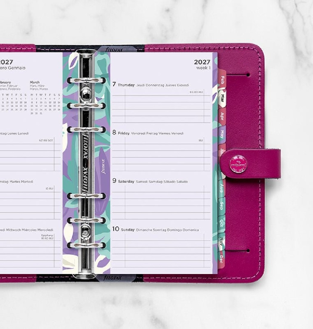 Refill Personal 2027 Floral Illustrated Diary Refill Pack 27-6341 Filofax