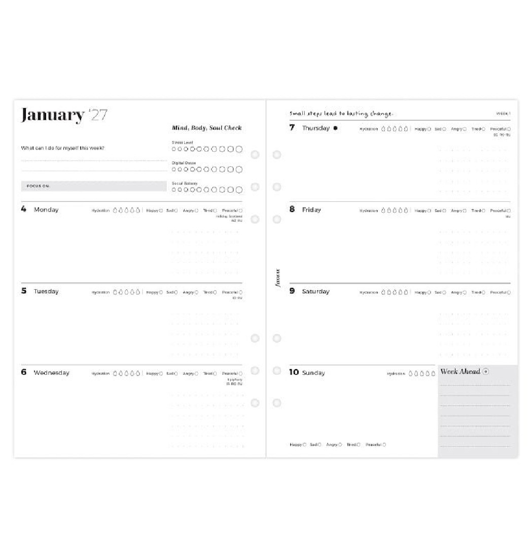 Refill A5 2027 Ultimate Life Companion Week on two Pages 27-68318 Filofax