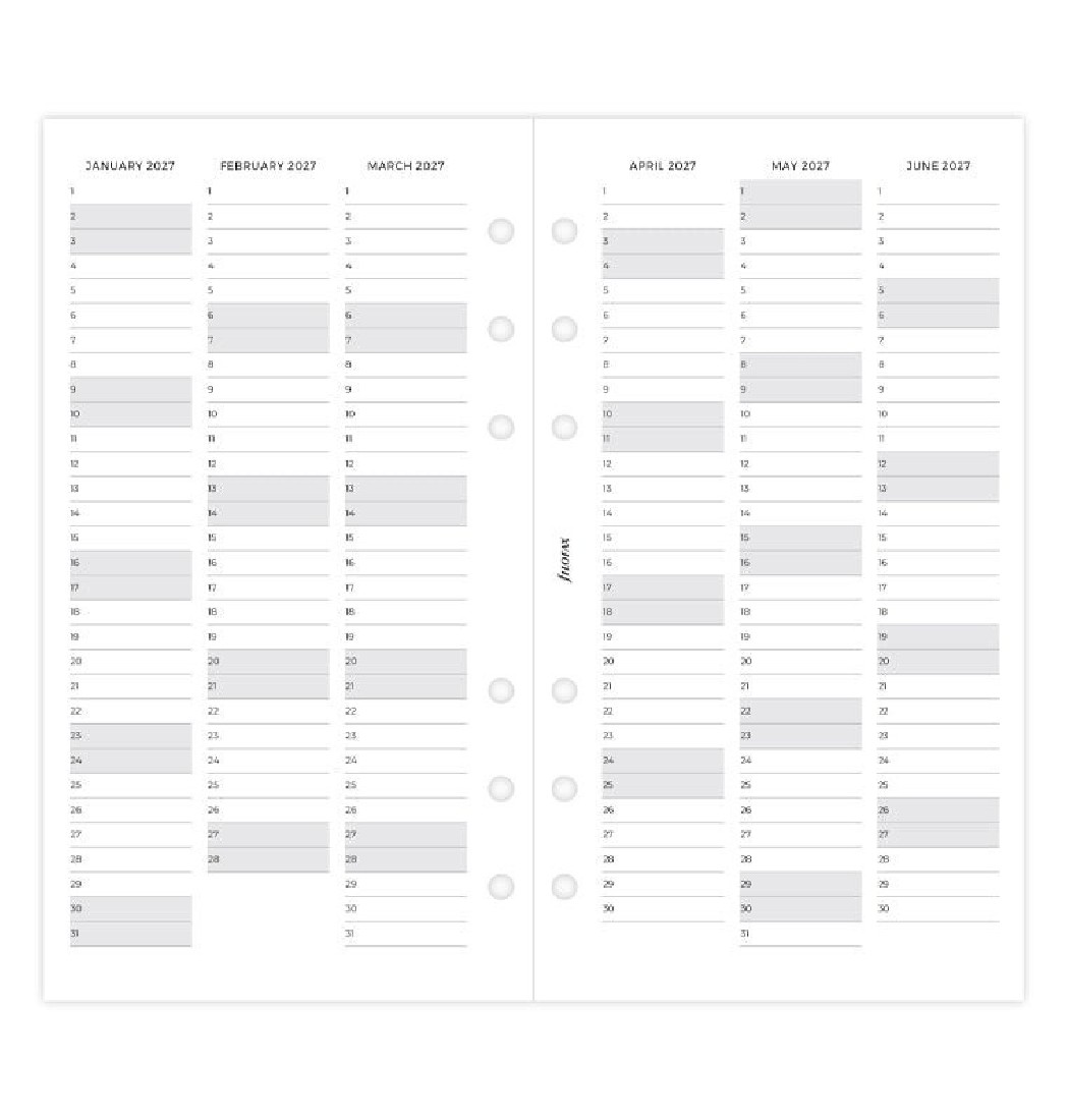 Refill Personal 2027 Ultimate Life Companion Week on two Pages 27-68319 Filofax