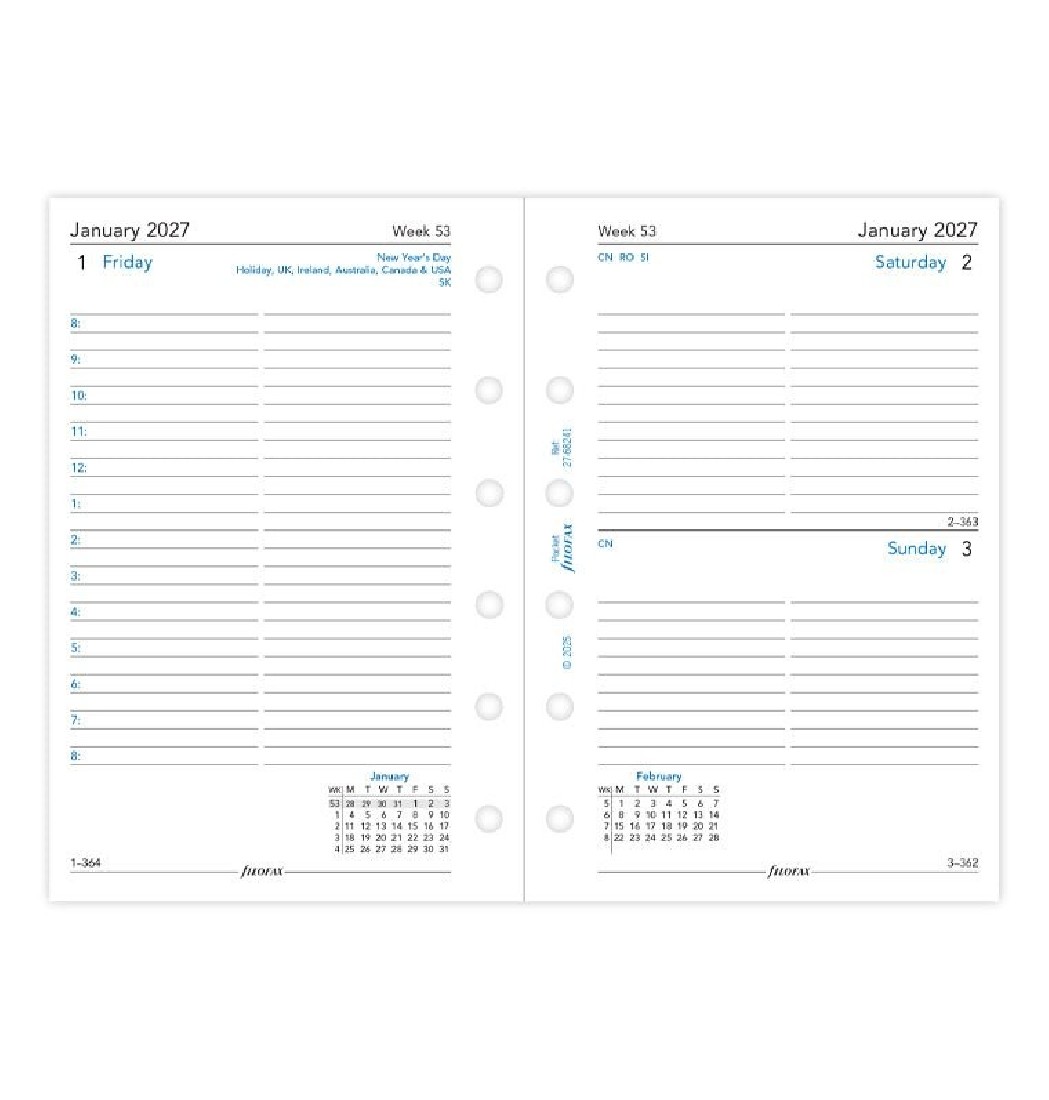 Refill Pocket 2027 Daily English 27-68241 Filofax