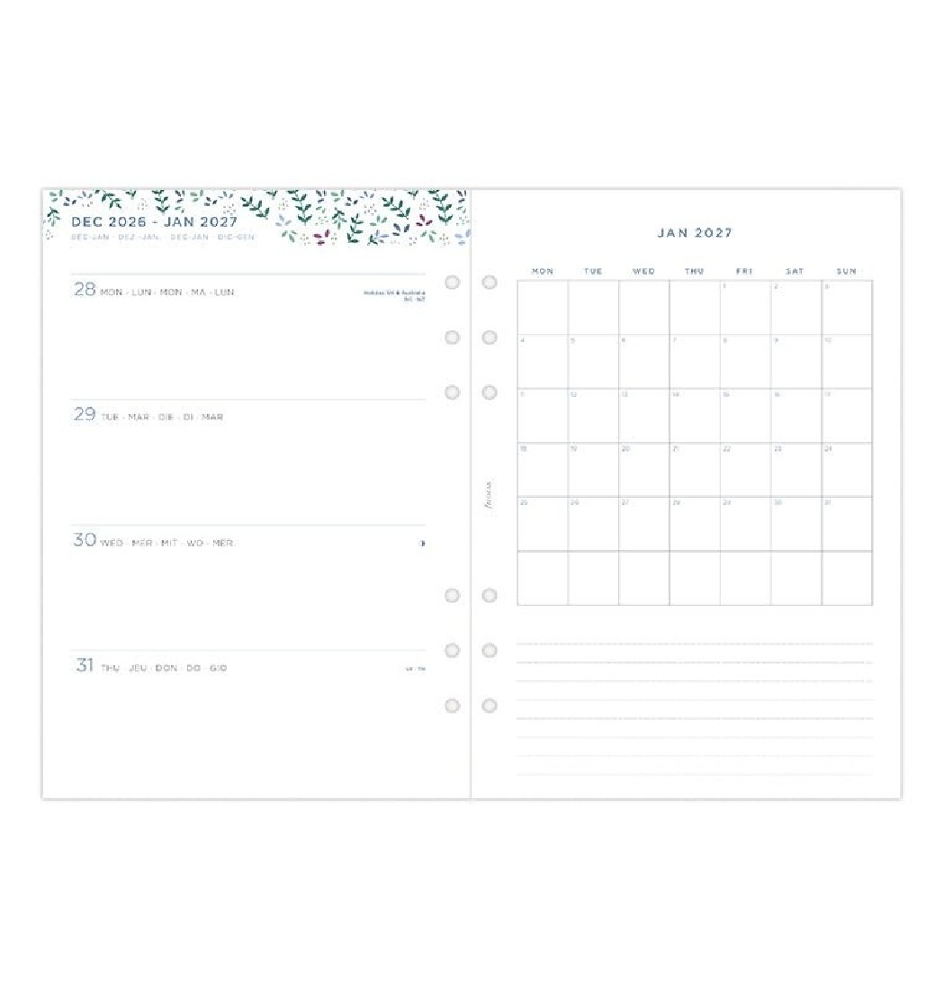 Refill A5 2027 Garden Week on Two Pages 26-68592  Filofax