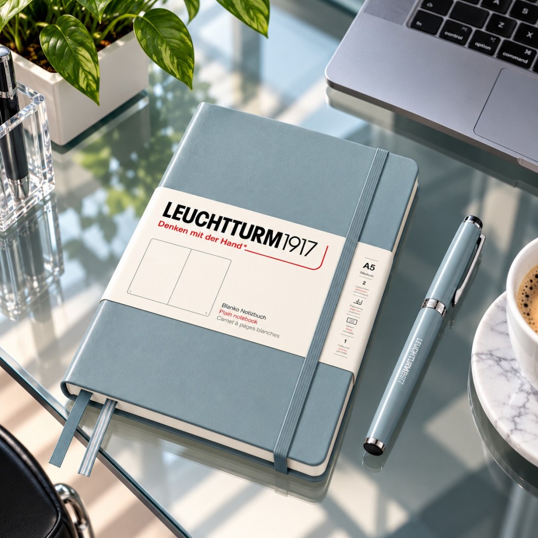 Leuchtturm 1917 notebook hard cover, plain, 251 pages, 80gsm, Dove 400879