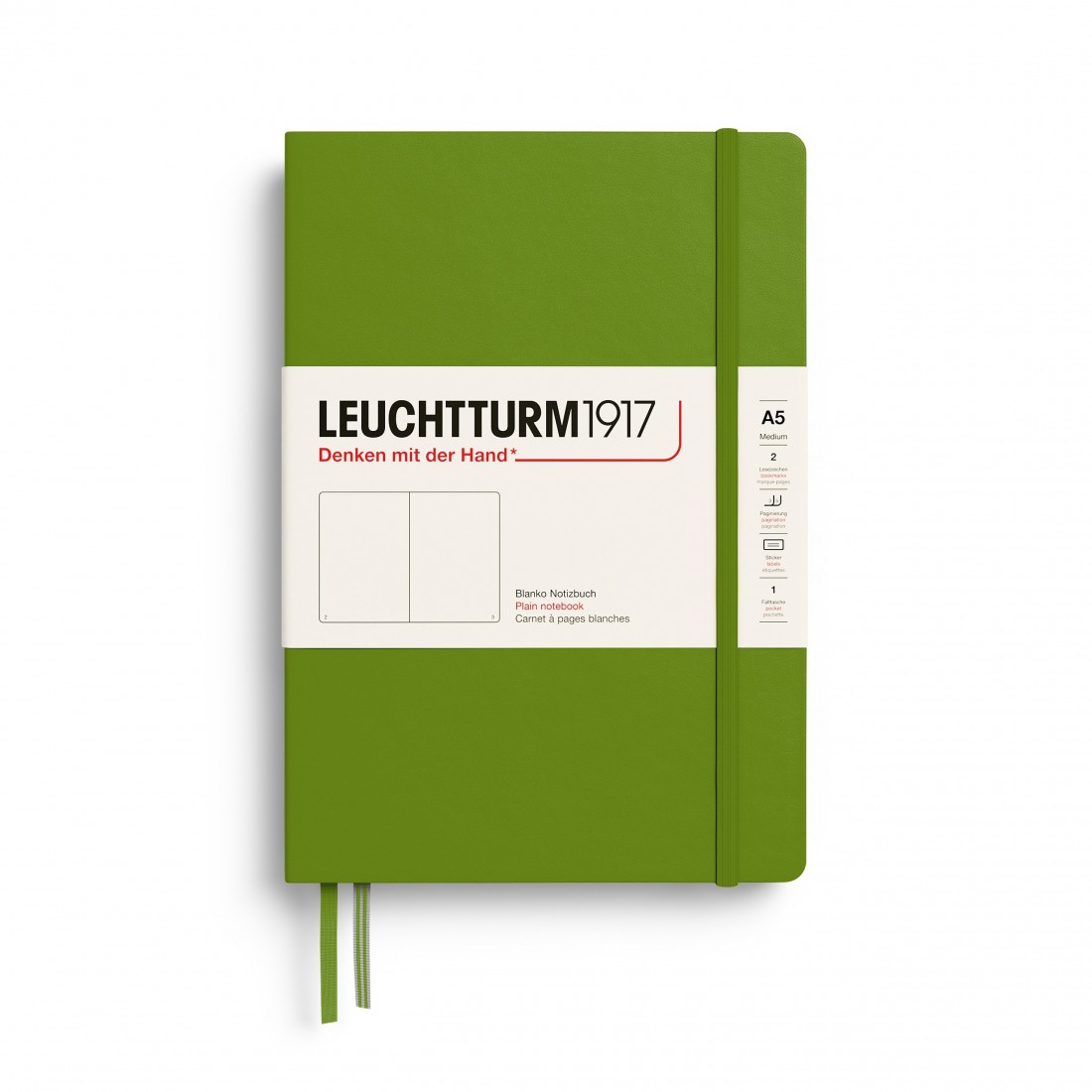 Leuchtturm 1917 notebook hard cover, plain, 251 pages, 80gsm, Moss 400875