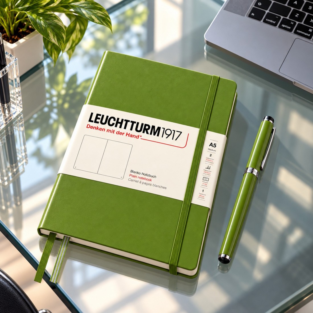 Leuchtturm 1917 notebook hard cover, plain, 251 pages, 80gsm, Moss 400875