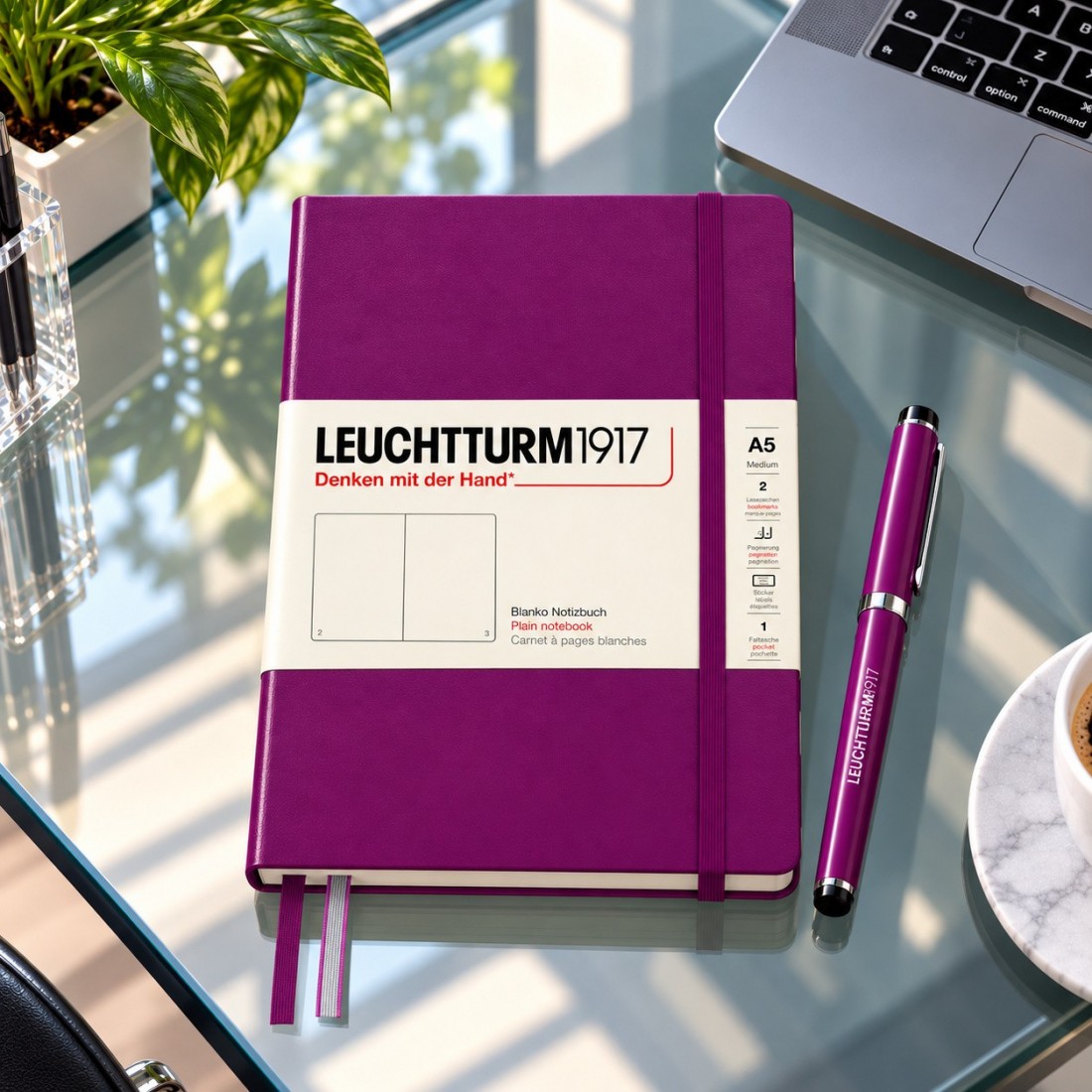 Leuchtturm 1917 notebook hard cover, plain, 251 pages, 80gsm, Burgundy 400871
