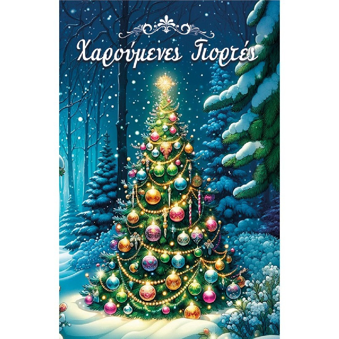 Χριστουγεννιάτικη Κάρτα με θήκη Μαγικό Δέντρο στο Δάσος – Χαρούμενες Γιορτές Alta Karta