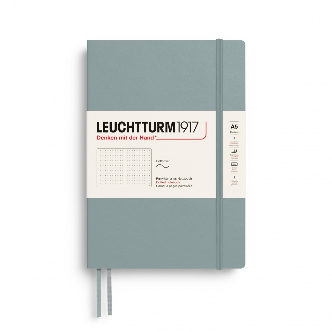 Leuchtturm 1917, A5 dotted notebook, softcover, 123 pages, 80gsm, Dove 400895