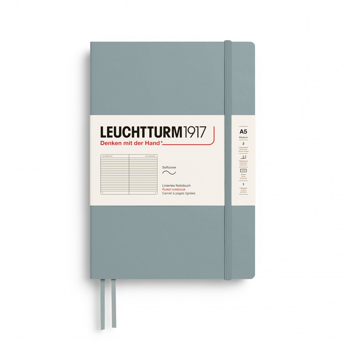 Leuchtturm 1917 notebook soft cover, ruled, 123 pages, 80gsm, 400896 Dove