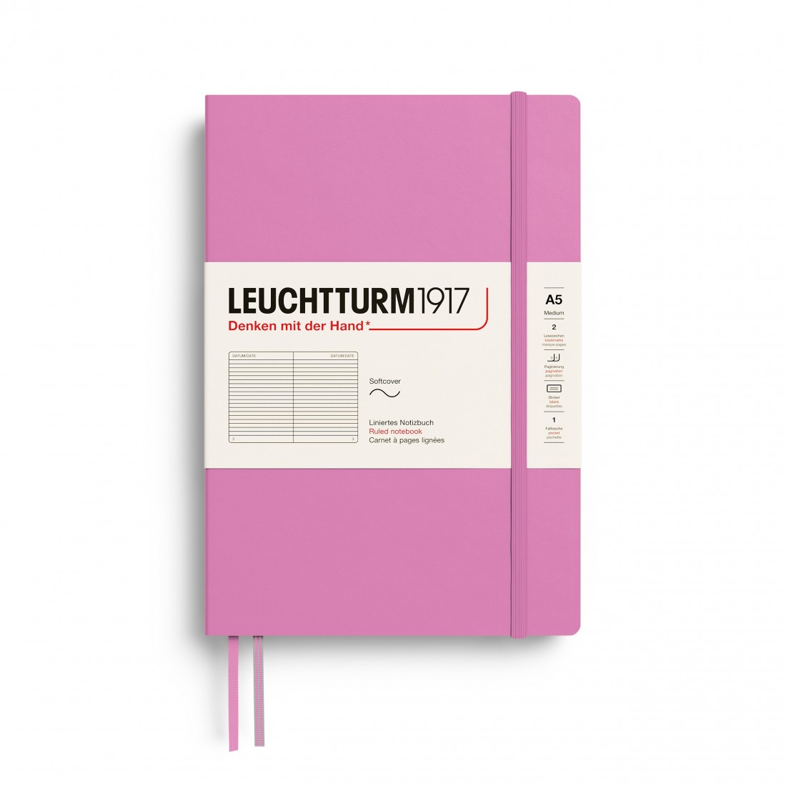 Leuchtturm 1917 notebook soft cover, ruled, 123 pages, 80gsm, 400887 Bubblegum